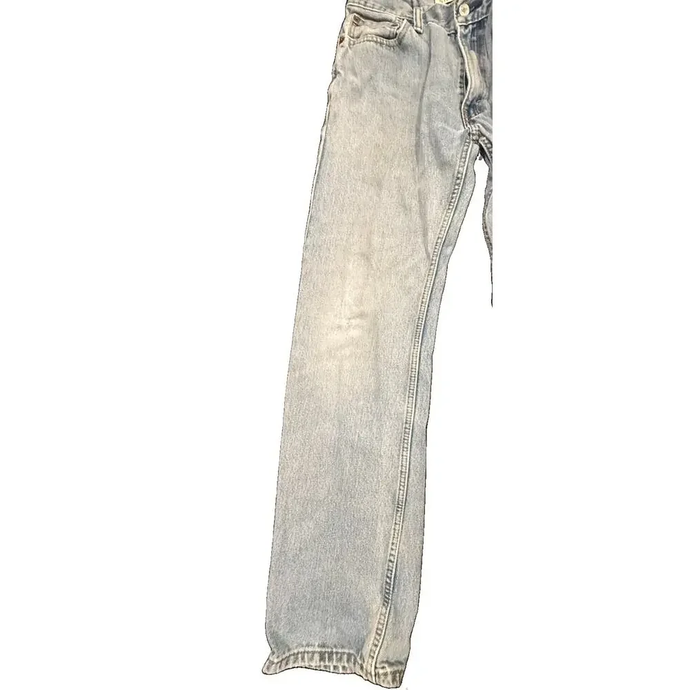 Levis 505 Mens 30x32 Light Wash Blue Denim Jeans Straight Fit Red Tab